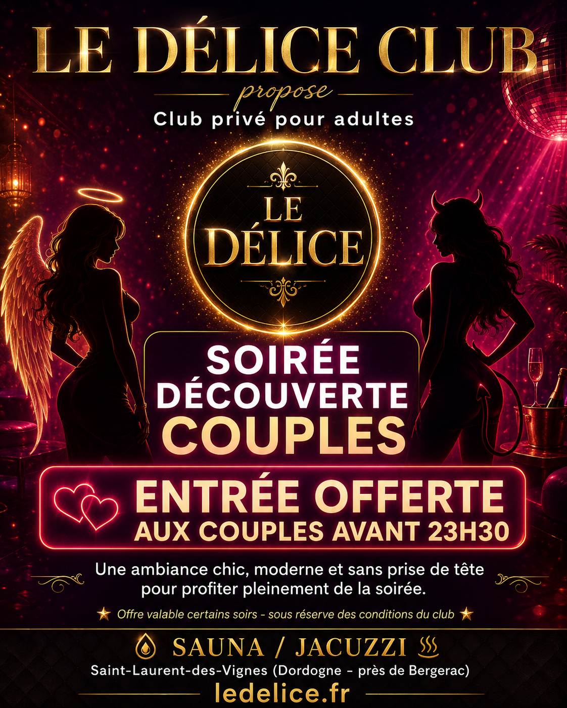 Le Délice Club propose Les Jeudis Découverte Couples. 1 Le Délice Club propose Les Jeudis Découverte Couples.